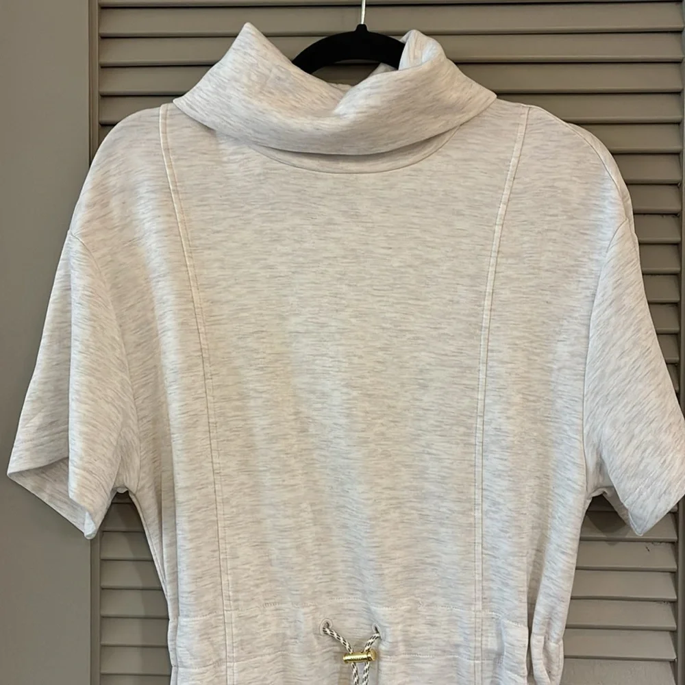 Varley Sophie Dress Marled Ivory Sz S Comfy Soft Mini Cinched Waist - Picture 5 of 10